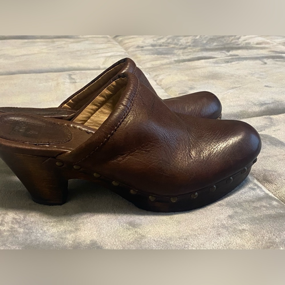 Frye Chocolate Brown Mules